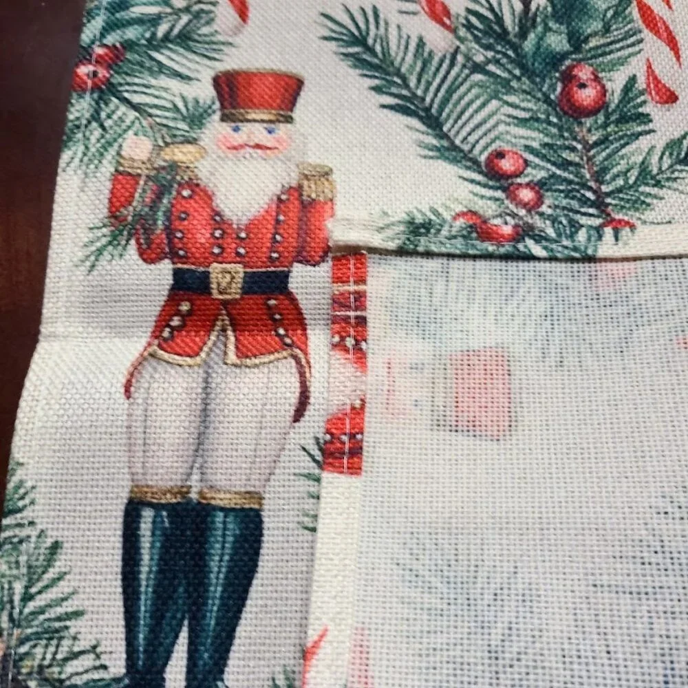 Red Nutcracker Table Runner Christmas Decor Holiday Soldier Decorative Cloth 72